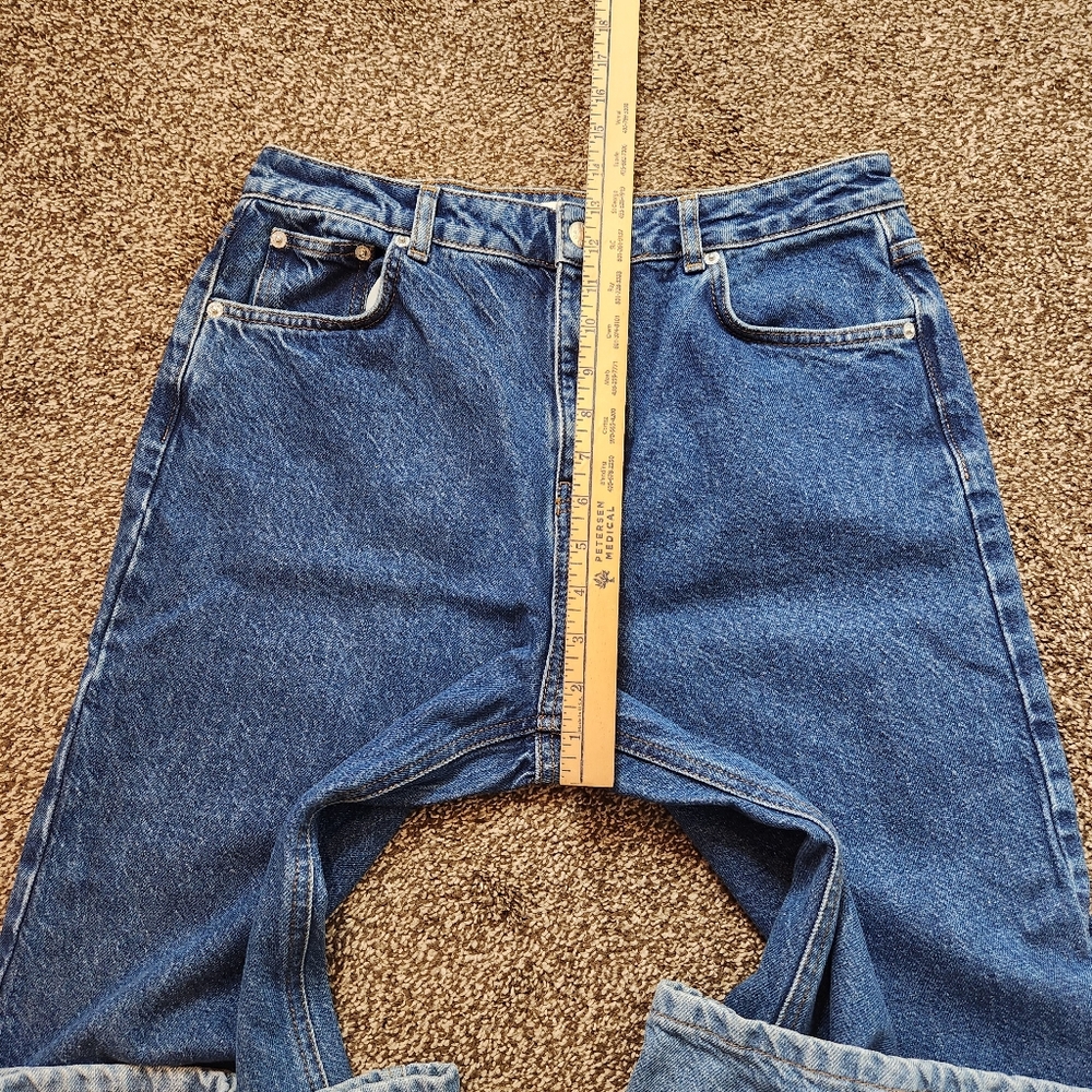 NA-KD Organic Cotton Wide Leg Faded Denim Jeans Size 40 - Picture 7 of 8